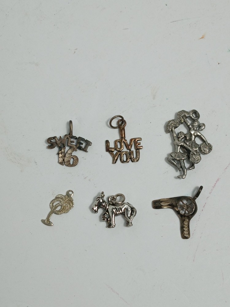 Lot 6 Vintage Bracelet Charms Donkey Hairdryer Sweet 16 Love Hairdresser Party