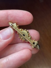 Solid 15k Yellow Gold Genuine antique Victorian Etruscan Lucky Horseshoe Brooch