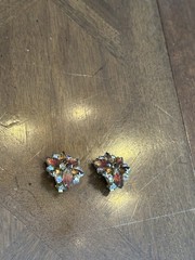 Vintage Juliana? Fall Brown Aurora Borealis Rhinestone Earrings Gold Tone Nice!