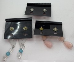 Vintage 80s Nikol Lucite Earrings Jewelry Lot 3 Pair Geometric Plastic Pink NOS