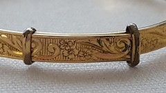 Sweet Tiny Antique Victorian 12K GF BABY CHILD Sliding Engraved Bangle Bracelet
