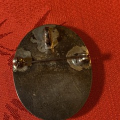Vintage Taxco sterling silver brooch with abalone shell and dark horn or onyx.