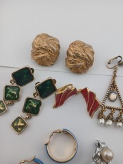 Vintage LOT of 13 assorted styles and materials clip-on earring pairs