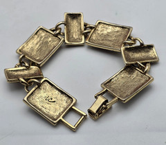 Vintage Worthington Enamel Crystal Link Bracelet Gold Tone Floral Gothic 6.75 In