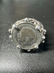 Antique 1918 George V Silver Three Pence Coin Sterling Silver 925 Ring SZ 6