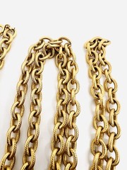 Excellent Quality Long Heavy Etched Link Gold Plated Chain 56in Vintage Jewelry