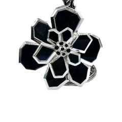 Modernist Flower Brooch Black & Silver Mirror 3.5 in HUGE Modern Floral