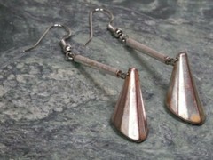 Chic Rustic Silvertone 3″ Long Earrings New French Ear Wires Antiqued Rod & Cone