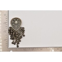 Vintage Statement Crystal Beaded Fringe Clip On Earrings Dangle Waterfall BinBB