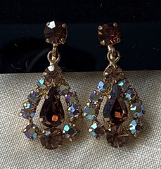 Vintage Juliana DeLizza and Elster AB Rhinestones Screw On Dangle Earrings