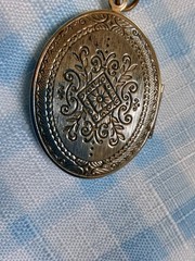 VTG Photo Locket Pendant Silver Tone Floral Motif Victorian Scroll~NO Necklace