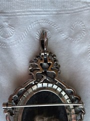 Antique German Art Deco 925 Sterling Silver Marcasite Cameo Brooch Pendant 33.2g