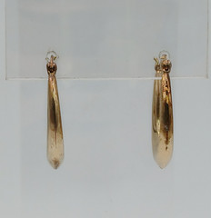 VTG 925 Oval Hoop Earrings 1in Drop Gold Vermeil on Sterling Silver 2.5g Estate