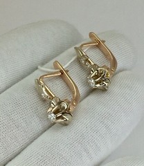 Vintage Original Natural Diamond 0.24 Ct Rose & White Gold Earrings 583 14K