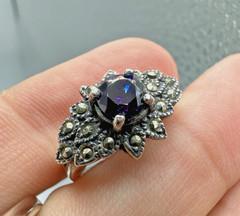 Vintage Sterling Silver Lot 3 Beautiful Marcasite Rings Sizes 5.75, 7.75 & 8