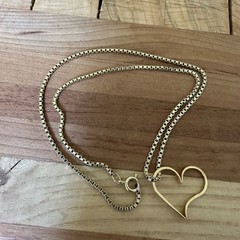 Vintage Pendant Necklace 15 Inch Open Heart 1/20 12k GF Gold Filled Box Chain