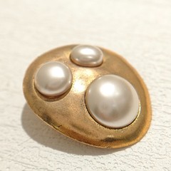 Vintage Chanel Plain Gold Irregular Shaped Faux Pearl Clip-on Earrings
