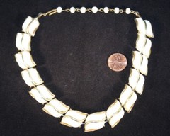 Costume Jewelry Necklace 14″ white beads zinc plated brass fittings