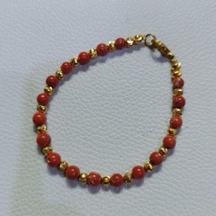 Vintage Natural Italy Coral Round Beads Bracelet Coral Gemstone Handmade Jewelry