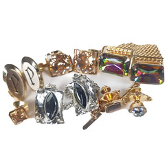 Vintage Cuff Links Mesh Bullet Back Toggle Stones Gems Jewelry Mens Lot