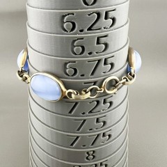 Vintage MCM Bracelet Blue Cat Eye Gold Tone Link 7”