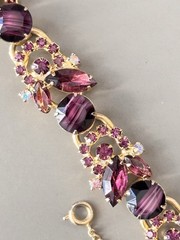 Vintage Verified JULIANA Purple Stripe Parure Set, Bracelet, Brooch & Earrings