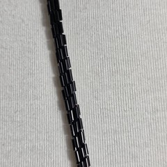 Vintage-Style Black Beaded Lariat Necklace Long Clasp Free Intricate Tassel Ends