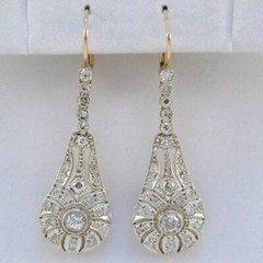 VintagArt Deco Lab-Created Diamond Wedding DropDangle 14K White Gold FN Earrings
