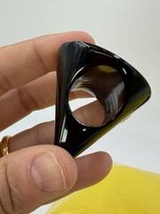 Vintage Ring Costume Statement Black Mod Avant Garde Size 7 Plastic Lucite