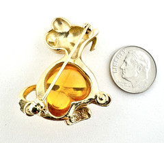 Vintage P&M Paris Jelly Belly Mouse Gold Tone Brooch Pin Signed