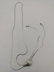 Vintage Silver Tone Floral Engraved Adjustable Bolo Slide Necklace 32″