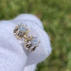 Vintage 14K White Gold Diamond Stud Earrings Belcher Set Appraised @ $1228 Video