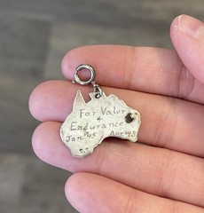 Battle of Sydney 1945 Australia WW2 Valor Sterling Silver Charm. Engraved. 2.35g