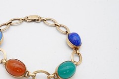 Vintage Gold Plated Sterling Silver 925 Carnelian Bracelet 7.5″