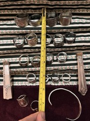 Spoon Ring Lot Of 22 Pieces- Silver Plate& Stainless Steel- Antique & Vintage