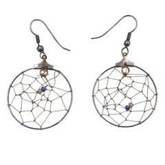 Dreamcatcher Earrings Vintage 1970s Beaded Dangle Drop