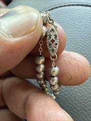 Vintage Sterling Silver Ball Bead Necklace Stamped Sterling
