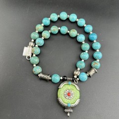 Beautiful Turquoise Necklace With A Beautiful Vintage Pendant