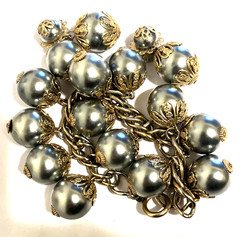 Vintage Bracelet And Earring Set Gray Tahitian Man Made Pearls Big Bold