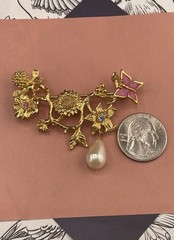 Vintage Avon Garden Of Eden Brooch Collar Pin Vine Bee Butterfly Edwardian Style