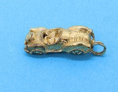 Vintage Yellow Tone Gold Wash Sports Race Car Charm Pendant