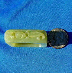 Original Art Deco Antique Old Green Gray Color JADE Sword Slide Guard Fitting