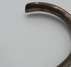 VTG 925 Mexico Cuff Bracelet 2.5in Sterling Silver 15g Channel Rugged Rustic