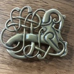 Norway viking Urnes bronze brooch Scandinavian design From Maine Estate