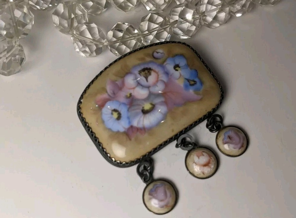 Vintage Rostov Finift, Rare Brooch With Beautiful Painting
