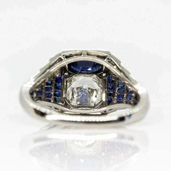 5Ct Art Deco Style Lab Created Diamond & Sapphire Wedding 14k White Gold FN Ring