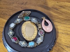 Victorian Edwardian Art Deco Jewellery Lot 10k gold Brass Glass GF See Video