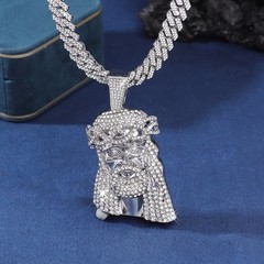 Zinc Alloy Diamond-studded Vintage Portrait 24″ Cuban Chain Hip Hop Necklace