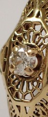 ESTATE Antique Art Deco SOLID 10k Yellow Gold Filigree Diamond Ring Sz 10