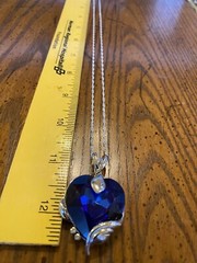 Blue Heart of the Ocean Titanic Necklace 925 Chain Stunning 12in Chain Valentine